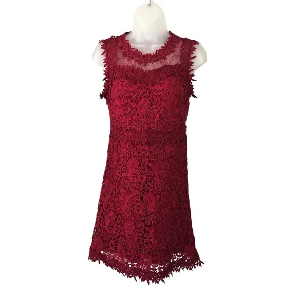 Romeo & Juliet Couture | Dresses | Dress Womens Romeo Juliet Couture Red  Wine Floral Lace Mini Dress Size M | Poshmark